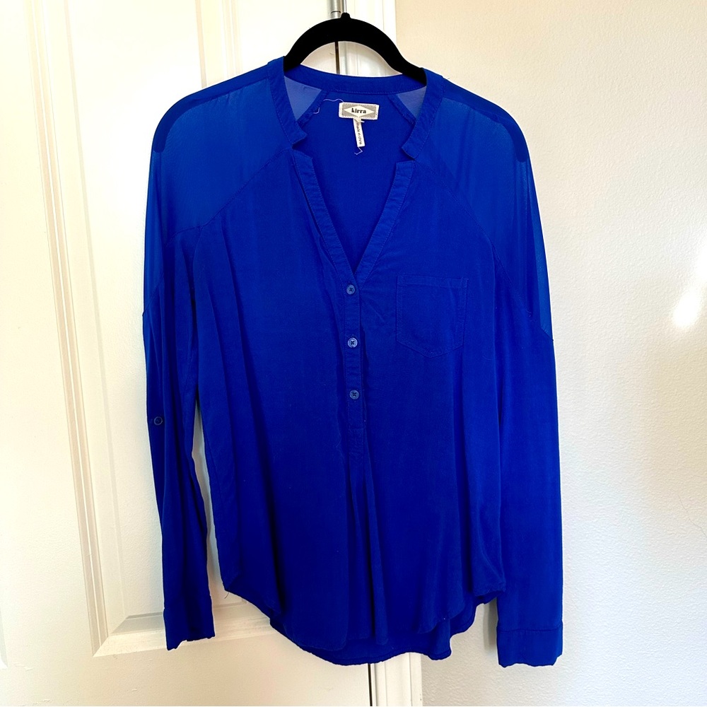 Kirra royal blue long sleeve blouse in medium